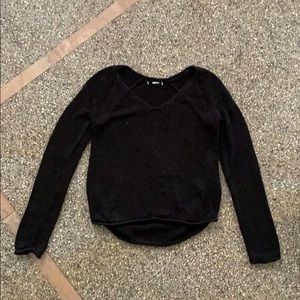 Black Vneck Long Sleeve Knit Sweater